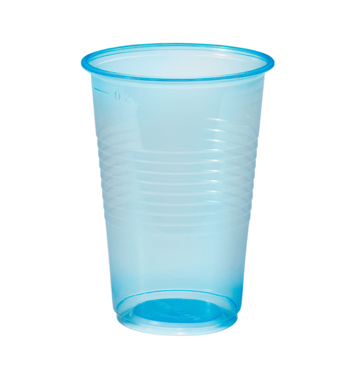 Plastic Cup PP Blue Clear 230ml (100 Units)