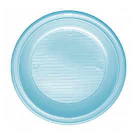 Plastic Plate PS Deep Light Blue Ø22 cm (30 Units) 