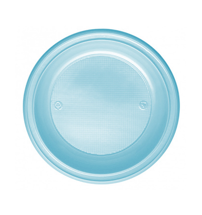 Plastic Plate PS Deep Light Blue Ø22 cm (30 Units) Plastic Plate PS Deep Light Blue Ø22 cm (30 Units)