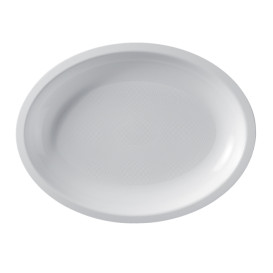 Plastic Platter Microwavable Oval Shape White 25,5x19 cm (50 Units) 