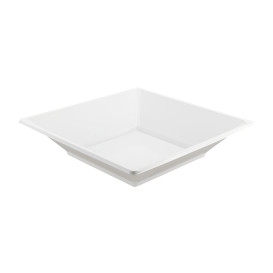 Plastic Plate PS Deep Square shape White 17 cm (6 Units) 