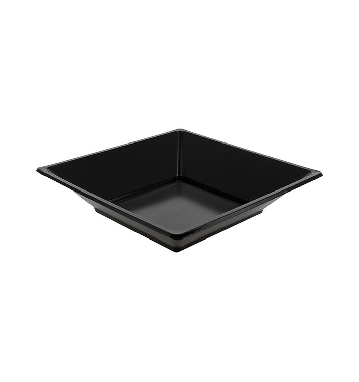 Plastic Plate Deep Square shape Black 17 cm (6 Units) 