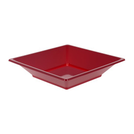 Plastic Plate Deep Square shape Burgundy 17 cm (25 Units) 