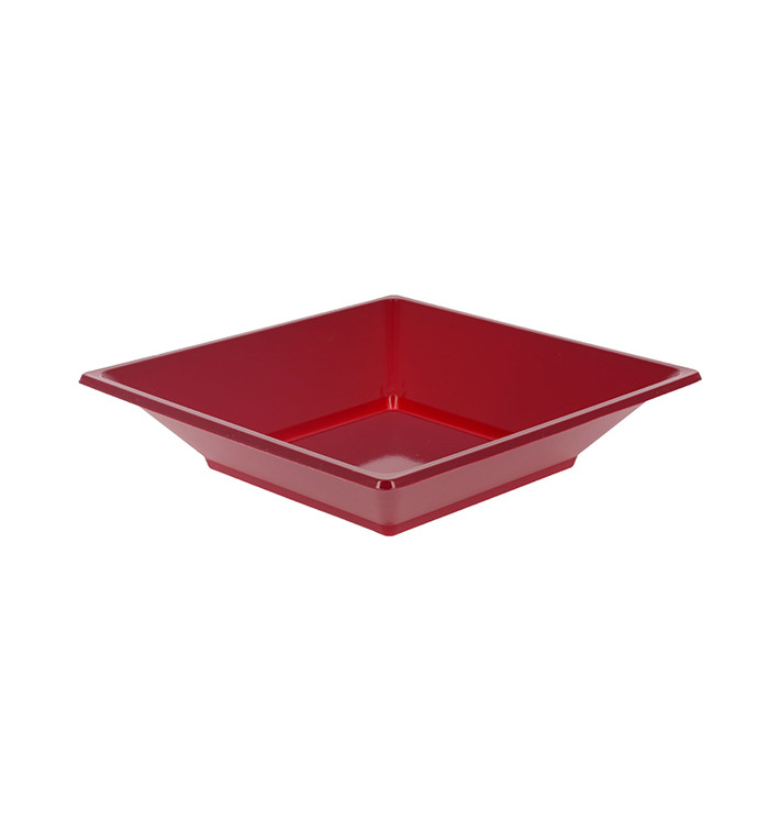 Plastic Plate Deep Square shape Burgundy 17 cm (750 Units) Plastic Plate Deep Square shape Burgundy 17 cm (750 Units)