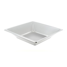 Plastic Plate Deep Square shape Silver 18 cm (5 Units) 