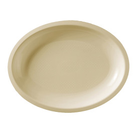 Plastic Platter Microwavable Oval Shape Cream "Round" 25,5x19 cm (50 Units) 