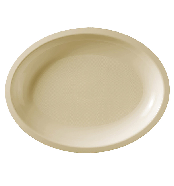 Plastic Platter Microwavable Oval Shape Cream "Round" 25,5x19 cm (600 Units)