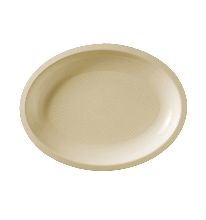 Plastic Platter Microwavable Oval Shape Cream "Round" 25,5x19 cm (600 Units)