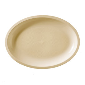 Plastic Platter Microwavable Oval Shape Cream "Round" 31,5x22 cm (25 Units) 