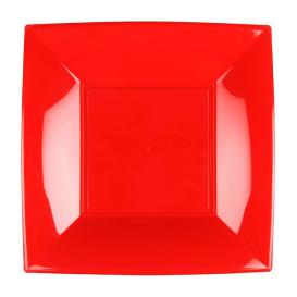 Plastic Plate Flat Red "Nice" PP 18 cm (25 Units)