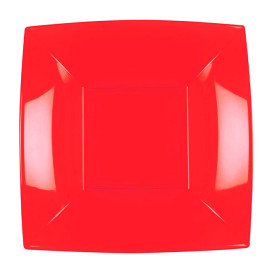 Plastic Plate Deep Red "Nice" PP 18 cm (25 Units) 