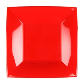 Plastic Plate Flat Red "Nice" PP 23 cm (25 Units) 
