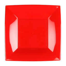 Plastic Plate Flat Red "Nice" PP 23 cm (25 Units)