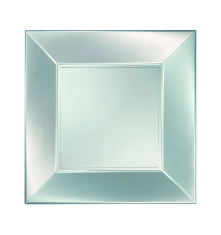 Plastic Plate Flat Silver "Nice" Pearl PP 18 cm (300 Units) Plastic Plate Flat Silver "Nice" Pearl PP 18 cm (300 Units)