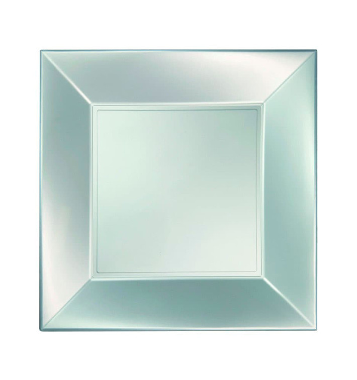 Plastic Plate Flat Silver "Nice" Pearl PP 23 cm (25 Units) Plastic Plate Flat Silver "Nice" Pearl PP 23 cm (25 Units)