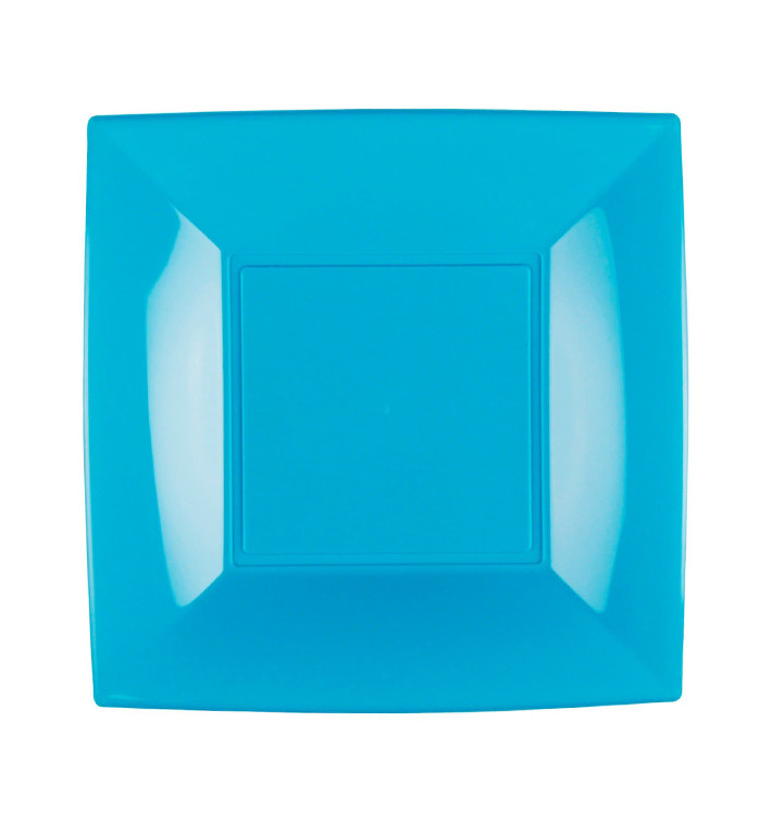 Plastic Plate Flat Turquoise "Nice" PP 23 cm (25 Units) Plastic Plate Flat Turquoise "Nice" PP 23 cm (25 Units)