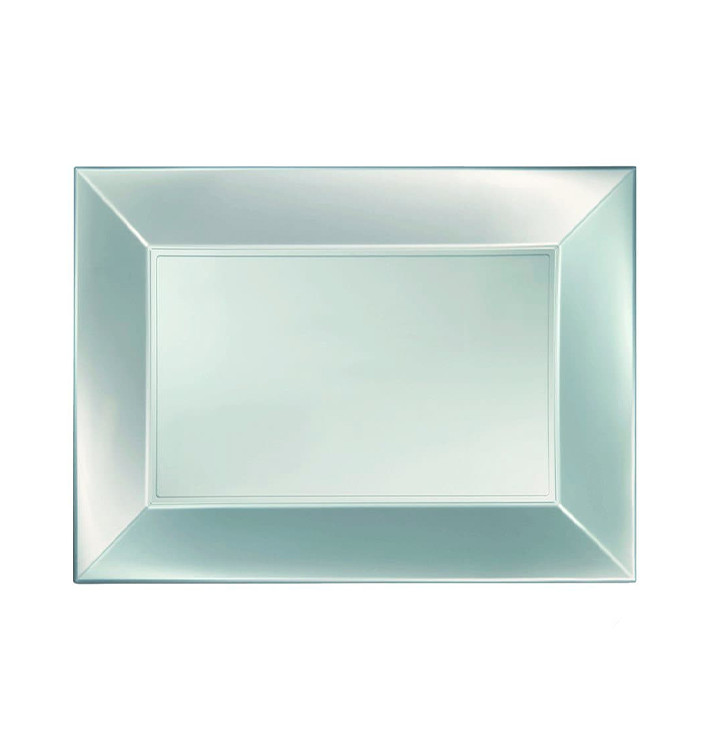 Plastic Tray Microwavable Silver "Nice" 28x19cm (12 Units) Plastic Tray Microwavable Silver "Nice" 28x19cm (12 Units)