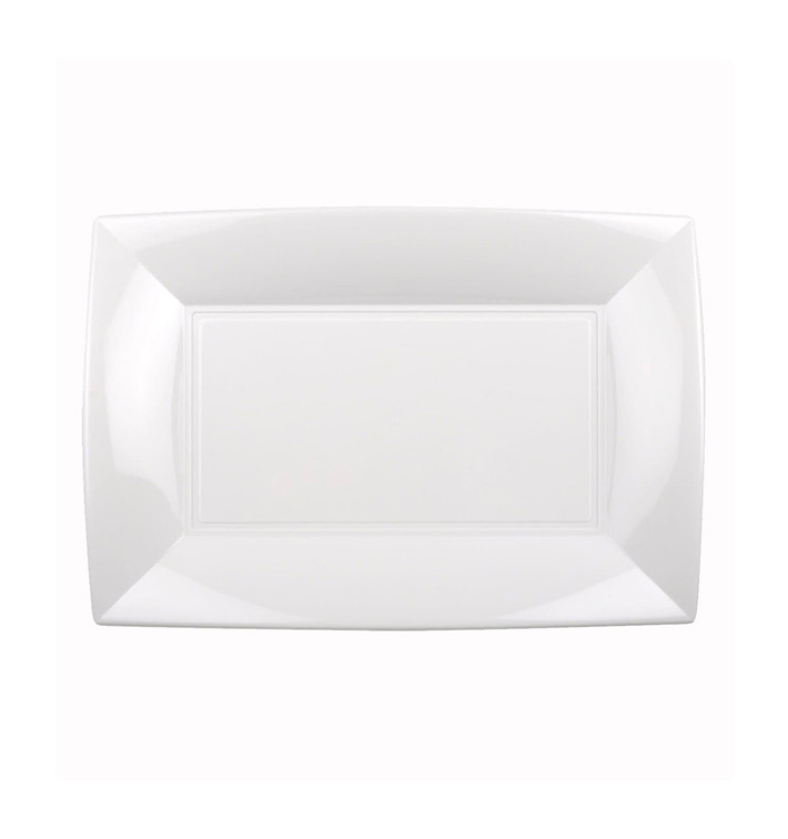 Plastic Tray Microwavable White "Nice" 28x19cm (12 Units) Plastic Tray Microwavable White "Nice" 28x19cm (12 Units)