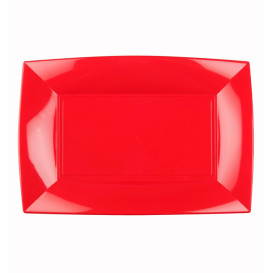 Plastic Tray Microwavable Red "Nice" 28x19cm (12 Units) 