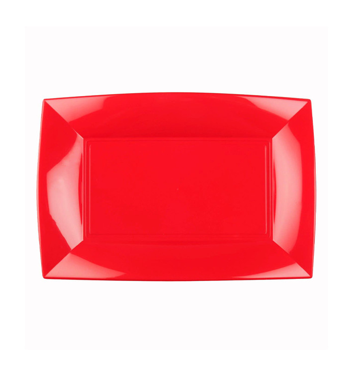 Plastic Tray Microwavable Red "Nice" 28x19cm (12 Units) Plastic Tray Microwavable Red "Nice" 28x19cm (12 Units)