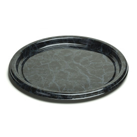 Plastic Tray Round Shape Marble 34 cm (5 Units)