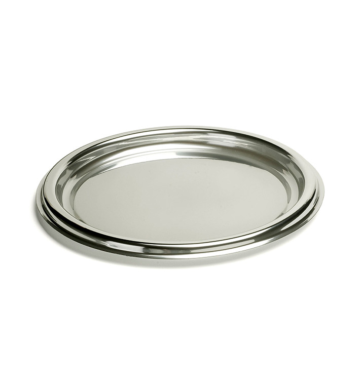Plastic Tray Round Shape Silver 40 cm (5 Units) Plastic Tray Round Shape Silver 40 cm (5 Units)