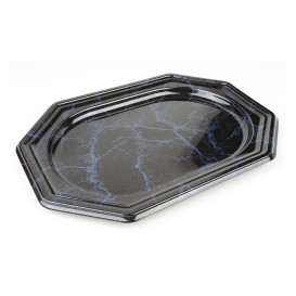 Plastic Platter Octogonal Shape Marble 27x19 cm (5 Units)