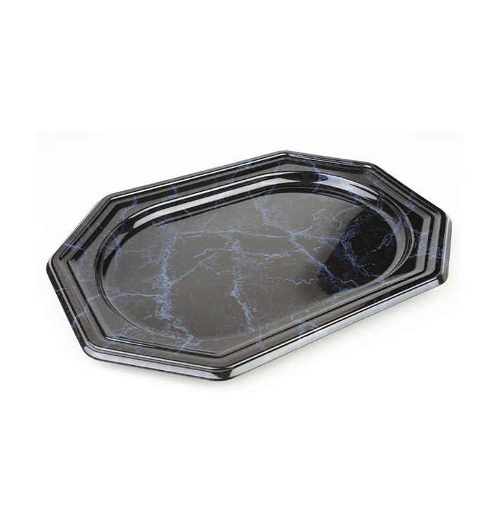 Plastic Platter Octogonal Shape Marble 27x19 cm (5 Units) Plastic Platter Octogonal Shape Marble 27x19 cm (5 Units)