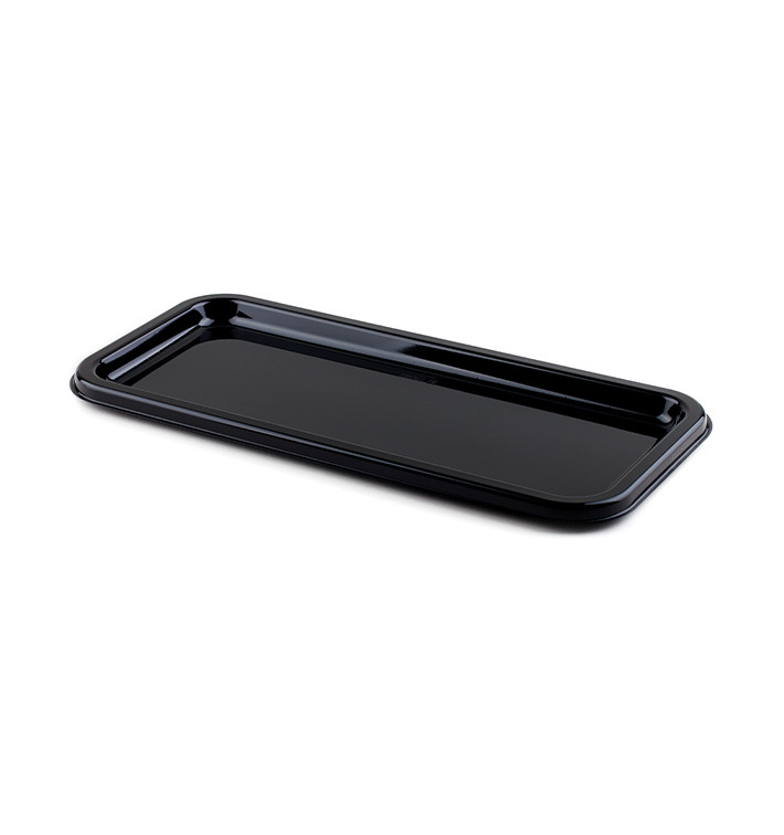 Plastic Platter Rectangular Shape Black 35X16 cm (10 Units) Plastic Platter Rectangular Shape Black 35X16 cm (10 Units)