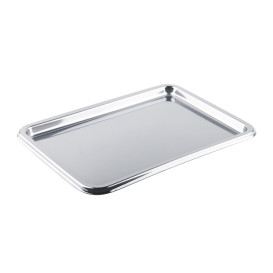 Plastic Tray Rectangular Shape Silver 35X24 cm (50 Uds)