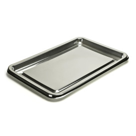 Plastic Platter Rectangular Shape Silver 55X37 cm (5 Units) 