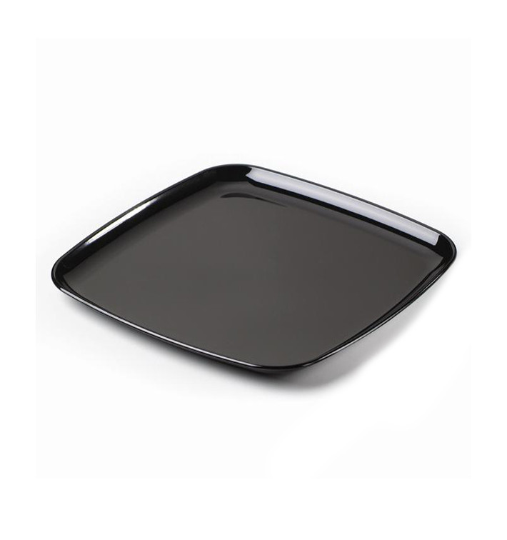 Plastic Tray Square Shape Hard Black 27x27 cm (25 Uds)