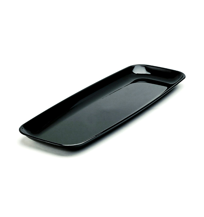 Plastic Tray Rectangular Shape Hard Black 17x45cm (25 Uds)