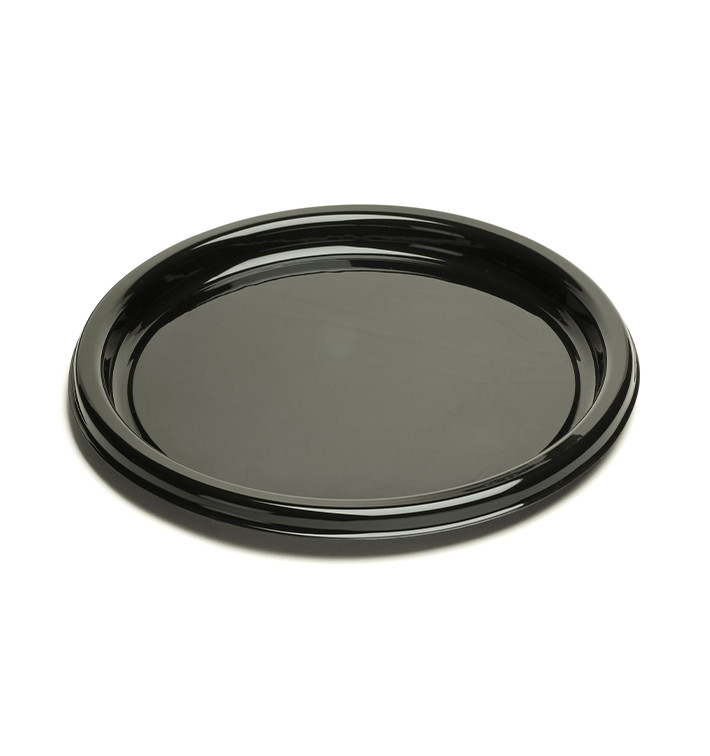 Plastic Plate Round Shape Black 26 cm (25 Units) 