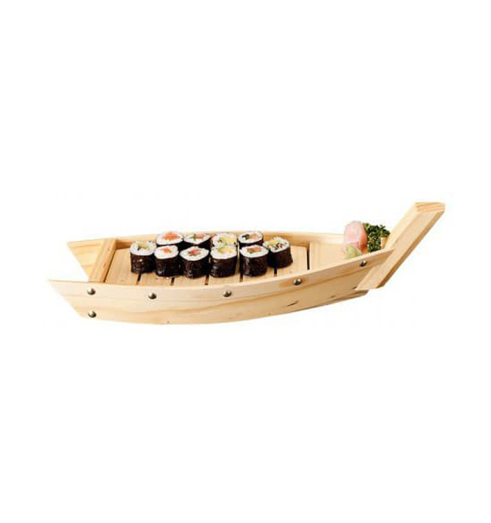 Wooden Sushi Boat Serving Tray 44x13x11cm (1 Unit) Wooden Sushi Boat Serving Tray 44x13x11cm (1 Unit)