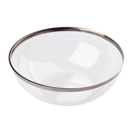 Plastic Bowl with Rim PS Crystal Hard Silver 3500ml Ø27cm (40 Units)