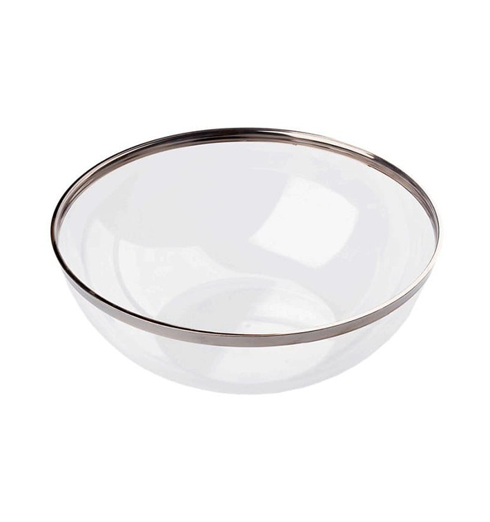 Plastic Bowl with Rim PS Crystal Hard Silver 3500ml Ø27cm (40 Units) Plastic Bowl with Rim PS Crystal Hard Silver 3500ml Ø27cm (40 Units)
