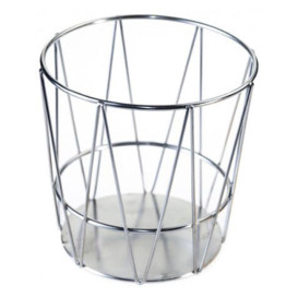 Basket Containers Steel Round Shape Silver Ø11,5x11,5cm (1 Unit) 