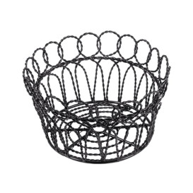 Basket Containers Steel Round Shape Black Ø19x10cm (6 Units)