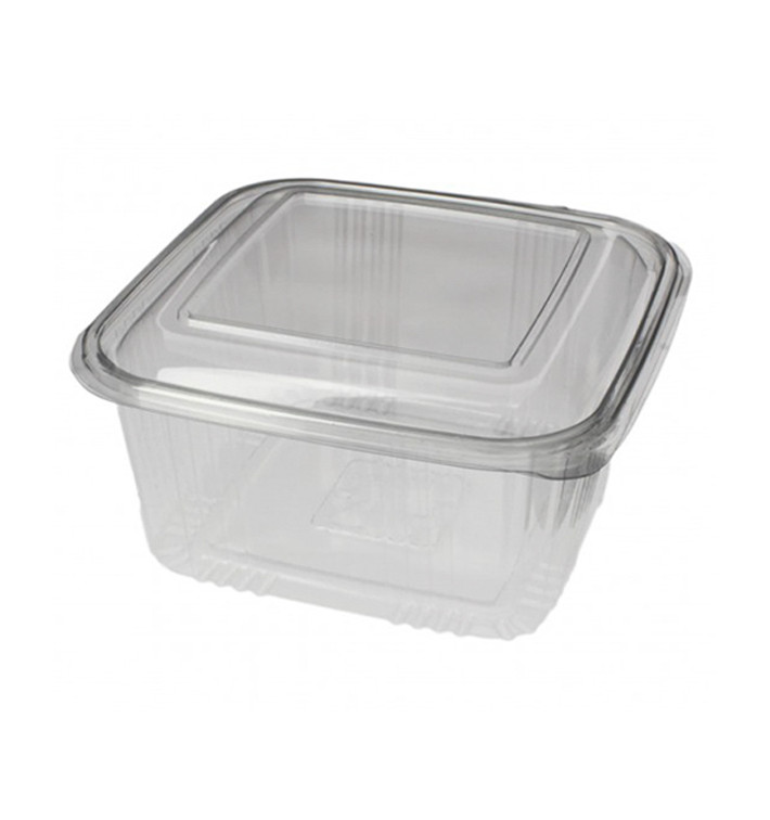 Plastic Hinged Deli Container PET Square shape 1000ml (100 Units) Plastic Hinged Deli Container PET Square shape 1000ml (100 Units)