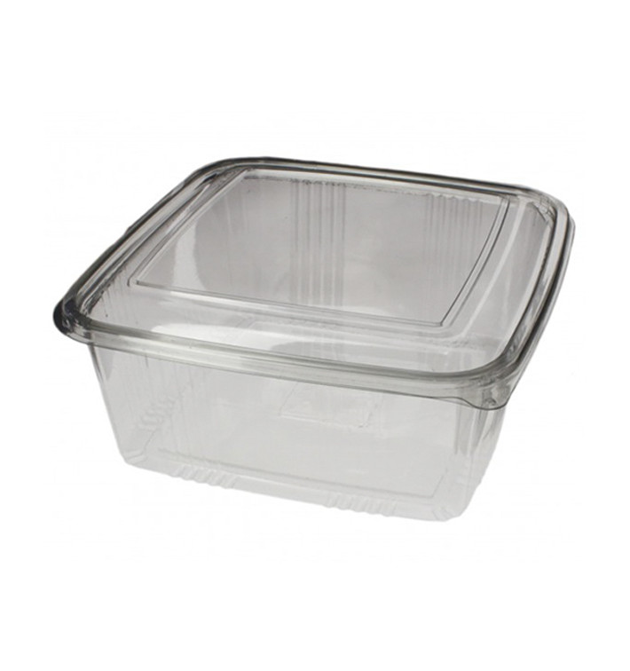 Plastic Hinged Deli Container PET Square shape 2000ml (200 Units) Plastic Hinged Deli Container PET Square shape 2000ml (200 Units)