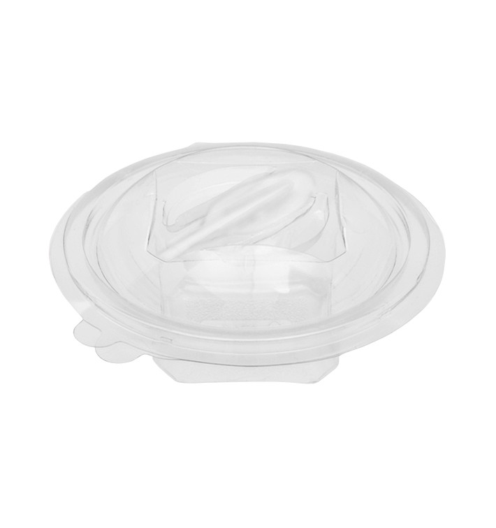 Plastic Salad Bowl APET Round shape with Spoon 150ml Ø12cm (420 Units) Plastic Salad Bowl APET Round shape with Spoon 150ml Ø12cm (420 Units)