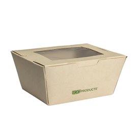 American Box with handles "Doggy Bag" Kraft 12,5x25x7,5cm (25 Units)