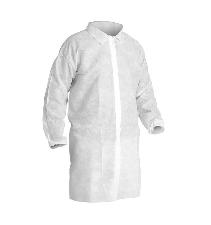 Disposable Lab Coat Visitor Guest TST PP Velcro White XL 25gr (10 Units)