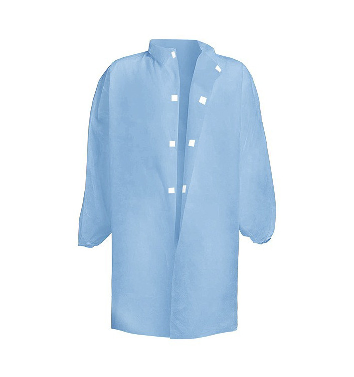 Industrial Lab Coat TST PP Velcro Blue XL 35gr (100 Units) Industrial Lab Coat TST PP Velcro Blue XL 35gr (100 Units)