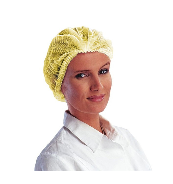 Disposable Bouffant Cap Accordion PP Yellow 2 Gums Ø53cm (1.000 Units) Disposable Bouffant Cap Accordion PP Yellow 2 Gums Ø53cm (1.000 Units)