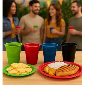 Plastic Cup PS Lime Green 200ml Ø7cm (50 Units) 