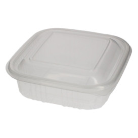 Plastic Hinged Deli Container Microwavable PP Square Shape 370ml (100 Units) 