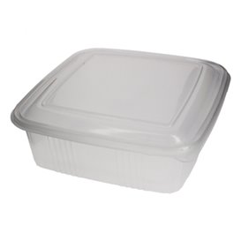 Plastic Hinged Deli Container Microwavable PP Square Shape 1500ml (50 Units) 
