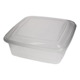 Plastic Hinged Deli Container Microwavable PP Square Shape 1500ml (200 Units)